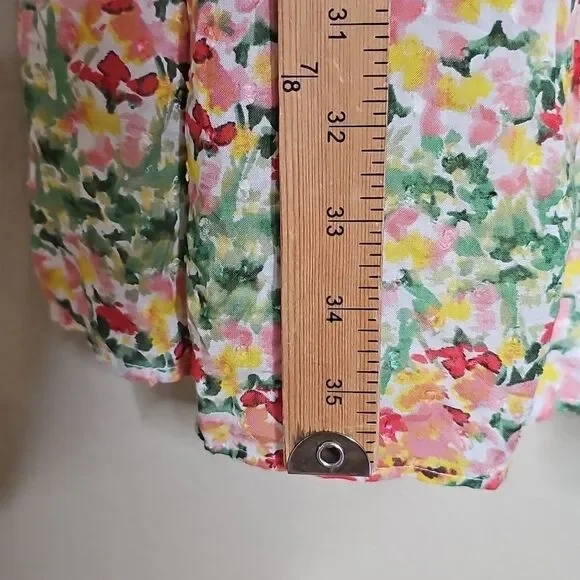 LOFT Buttercup Floral Tiered Swing Dress Flutter Sleeves Medium - Picture 8 of 9